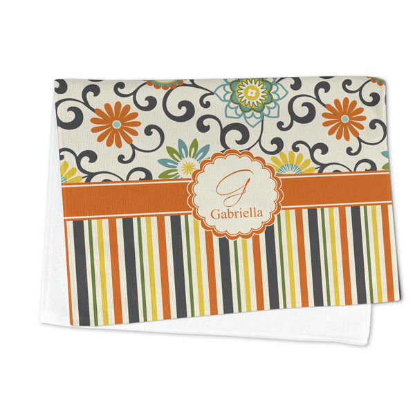 Swirls, Floral & Stripes Microfiber Dish Towel - FOLDED HALF