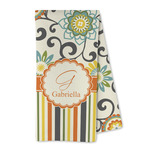 Swirls, Floral & Stripes Kitchen Towel - Microfiber (Personalized)