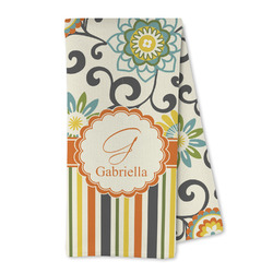 Swirls, Floral & Stripes Kitchen Towel - Microfiber (Personalized)