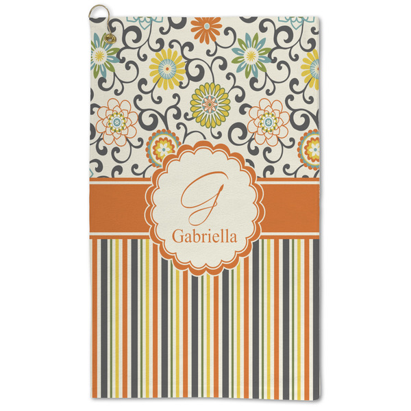 Custom Swirls, Floral & Stripes Microfiber Golf Towel (Personalized)