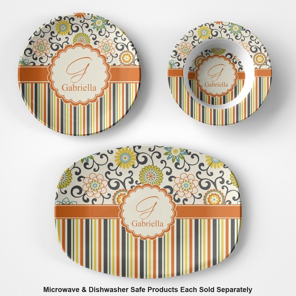 Swirls, Floral & Stripes Microwave & Dishwasher Safe CP Plastic Dishware - Group