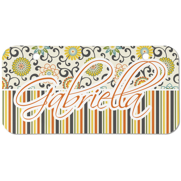 Custom Swirls, Floral & Stripes Mini/Bicycle License Plate (2 Holes) (Personalized)