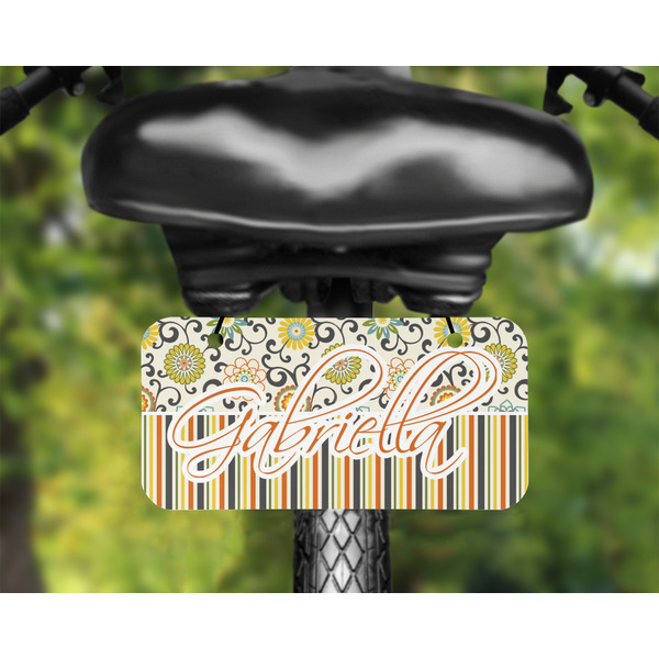 Swirls, Floral & Stripes Mini License Plate on Bicycle - LIFESTYLE Two holes