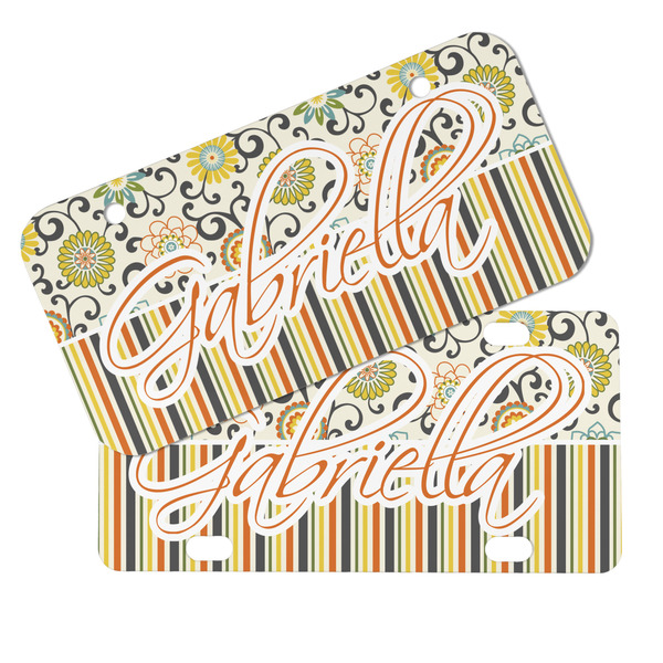 Swirls, Floral & Stripes Mini License Plates - MAIN (4 and 2 Holes)
