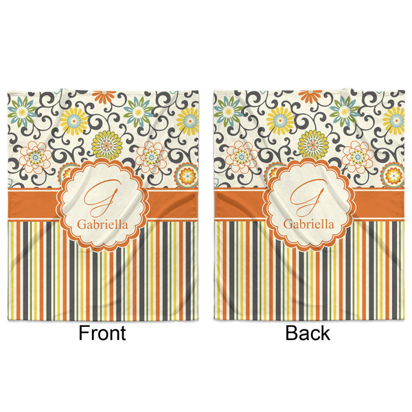 Swirls, Floral & Stripes Minky Blanket - 50"x60" - Double Sided - Front & Back