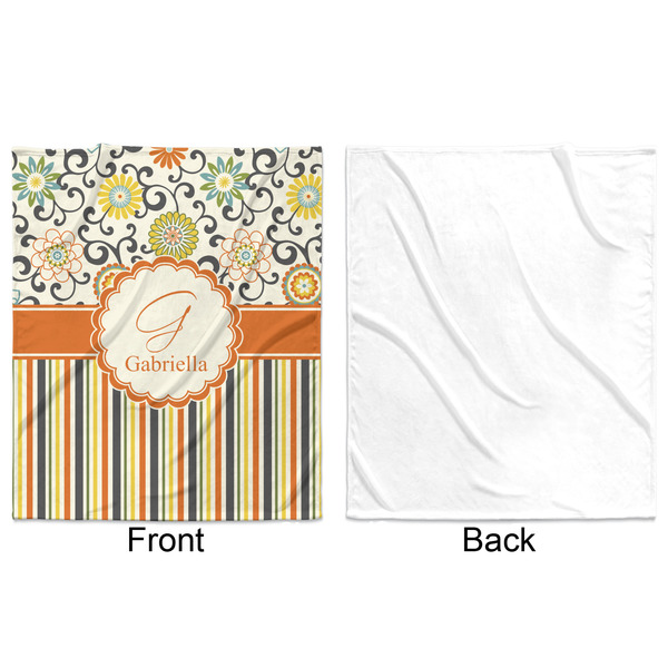 Swirls, Floral & Stripes Minky Blanket - 50"x60" - Single Sided - Front & Back