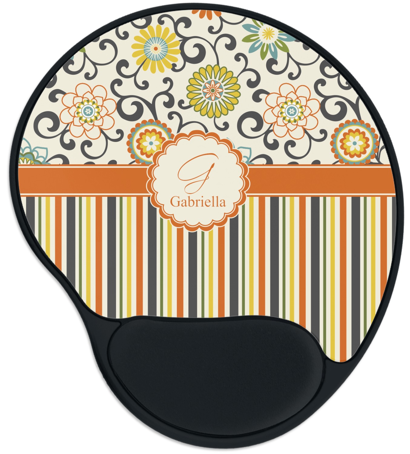 Custom Swirls, Floral & Stripes Mouse Pad with Wrist Support