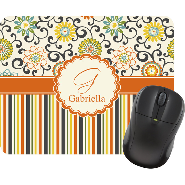 Custom Swirls, Floral & Stripes Rectangular Mouse Pad (Personalized)