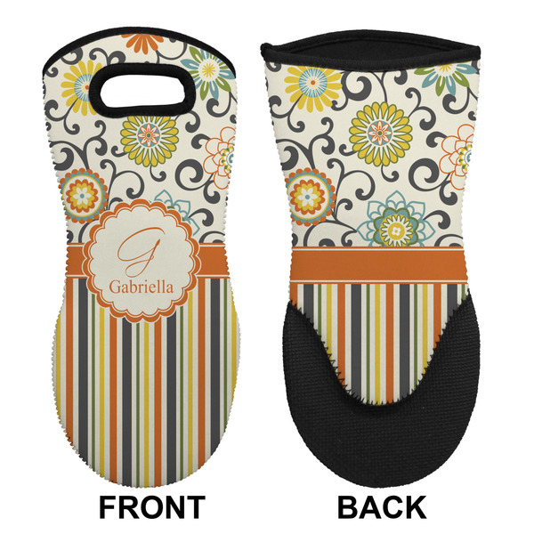 Swirls, Floral & Stripes Neoprene Oven Mitt (Front & Back)