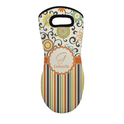 Swirls, Floral & Stripes Neoprene Oven Mitt - Single w/ Name and Initial