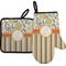 Swirls, Floral & Stripes Right Oven Mitt & Pot Holder Set w/ Name and Initial