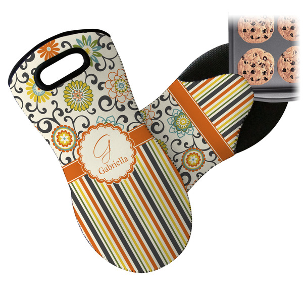 Swirls, Floral & Stripes Neoprene Oven Mitt