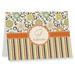 Swirls, Floral & Stripes Note cards (Personalized)