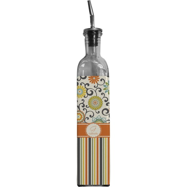 Custom Swirls, Floral & Stripes Oil Dispenser Bottle (Personalized)