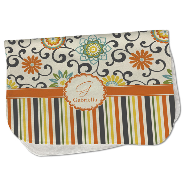 Custom Swirls, Floral & Stripes Burp Cloth - Fleece w/ Name and Initial