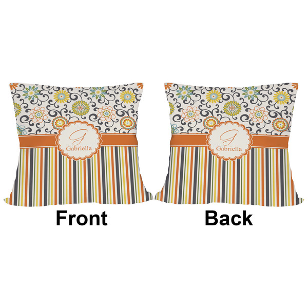 Swirls, Floral & Stripes Outdoor Pillow - 16x16