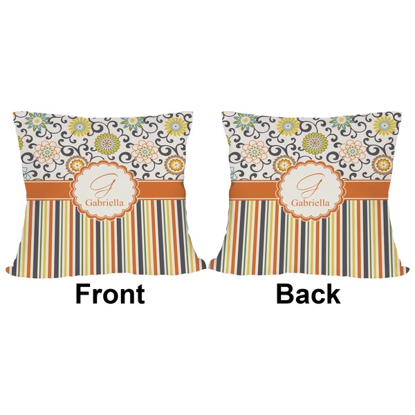 Swirls, Floral & Stripes Outdoor Pillow - 18x18