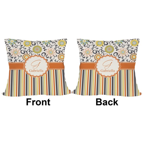 Swirls, Floral & Stripes Outdoor Pillow - 20x20