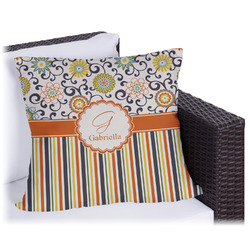 Swirls, Floral & Stripes Outdoor Pillow - 16" (Personalized)