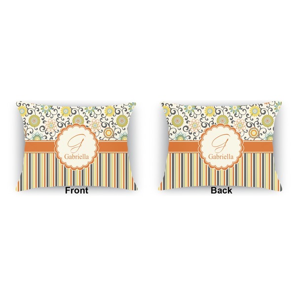 Swirls, Floral & Stripes  Outdoor Rectangular Throw Pillow (Front and Back)