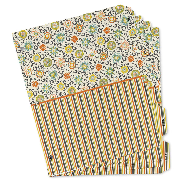 Custom Swirls, Floral & Stripes Binder Tab Divider - Set of 5 (Personalized)