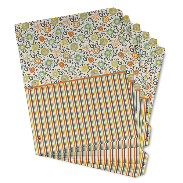 Custom Swirls, Floral & Stripes Binder Tab Divider - Set of 6 (Personalized)