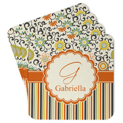 Swirls, Floral & Stripes Paper Coasters (Personalized)