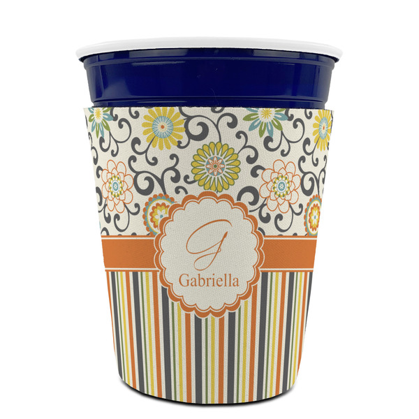 Swirls, Floral & Stripes Party Cup Sleeves - without bottom - FRONT (on cup)