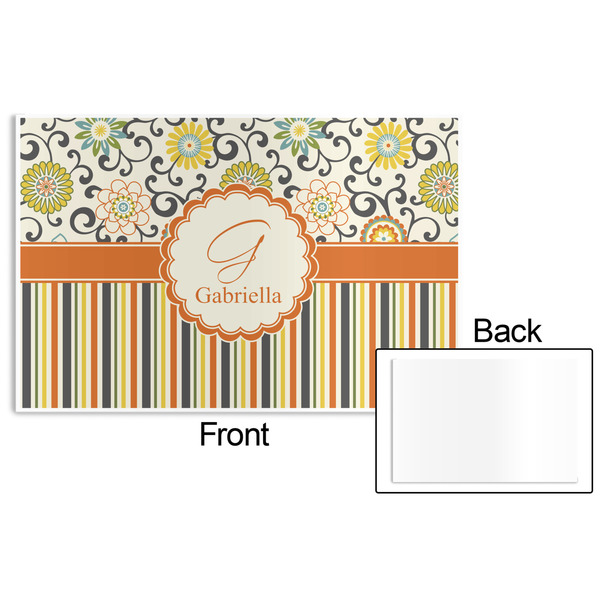 Swirls, Floral & Stripes Disposable Paper Placemat - Front & Back
