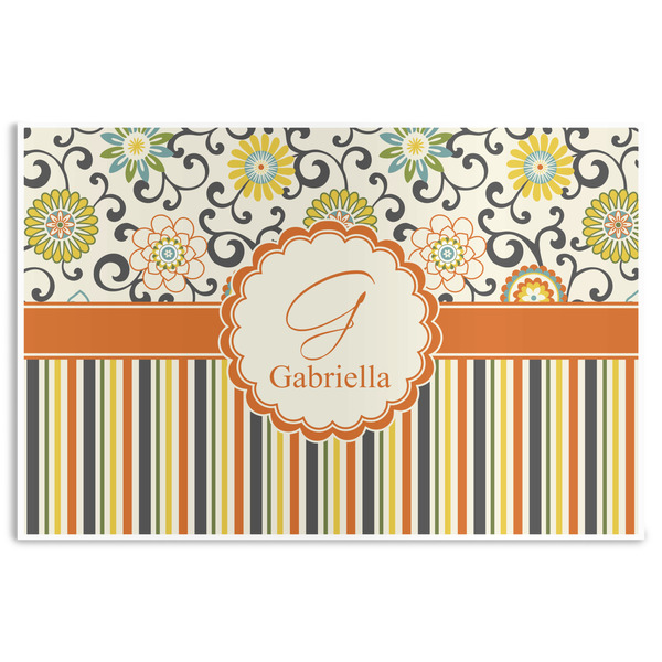 Custom Swirls, Floral & Stripes Disposable Paper Placemats (Personalized)