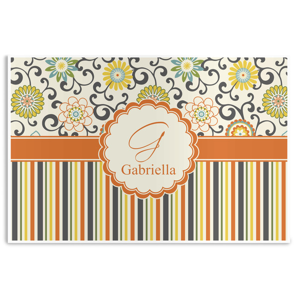 Custom Swirls, Floral & Stripes Disposable Paper Placemats (Personalized)