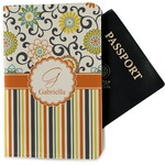 Swirls, Floral & Stripes Passport Holder - Fabric (Personalized)