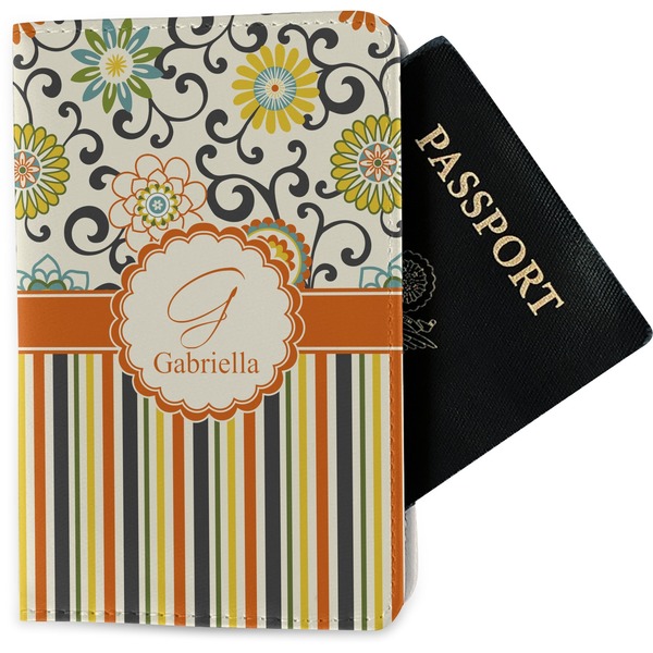 Custom Swirls, Floral & Stripes Passport Holder - Fabric (Personalized)