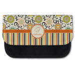 Swirls, Floral & Stripes Canvas Pencil Case w/ Name and Initial