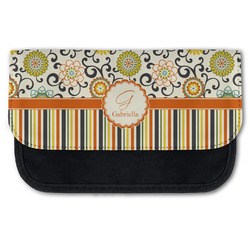Swirls, Floral & Stripes Canvas Pencil Case w/ Name and Initial