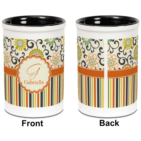 Swirls, Floral & Stripes Pencil Holder - Black - approval