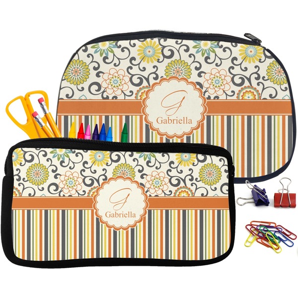 Swirls, Floral & Stripes Pencil / School Supplies Bags Small and Medium