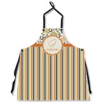 Swirls, Floral & Stripes Apron Without Pockets w/ Name and Initial