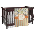 Swirls, Floral & Stripes Baby Blanket (Single Sided) (Personalized)