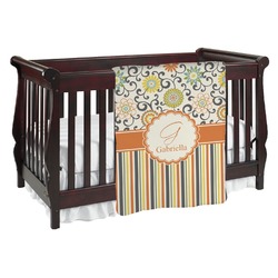 Swirls, Floral & Stripes Baby Blanket (Double Sided) (Personalized)