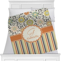 Swirls, Floral & Stripes Minky Blanket (Personalized)