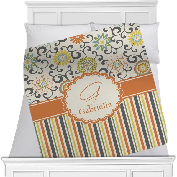 Custom Swirls, Floral & Stripes Minky Blanket - 40"x30" - Double Sided (Personalized)