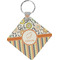 Swirls, Floral & Stripes Diamond Plastic Keychain w/ Name and Initial