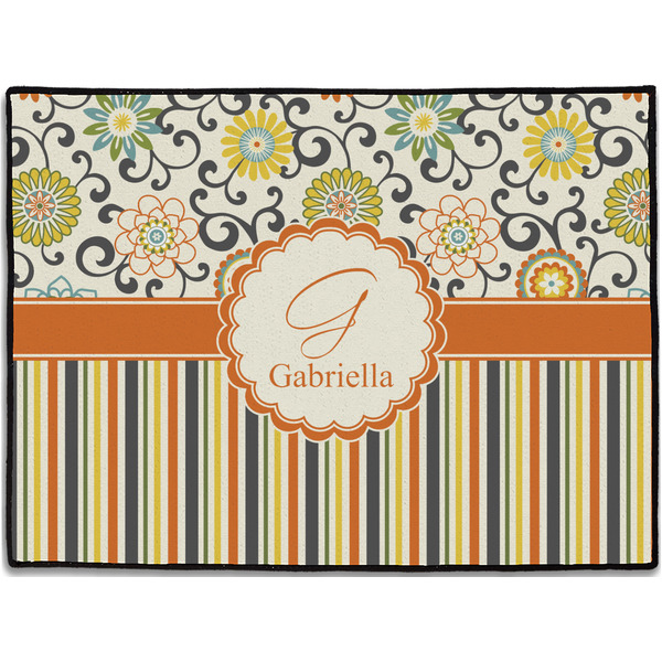 Custom Swirls, Floral & Stripes Door Mat (Personalized)