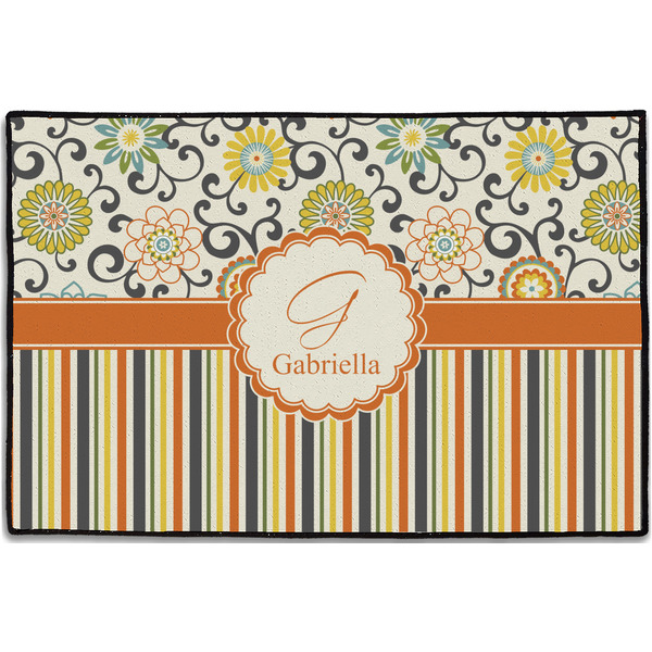 Custom Swirls, Floral & Stripes Door Mat - 36"x24" (Personalized)