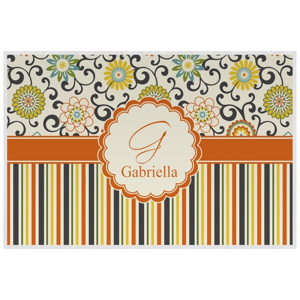 Custom Swirls, Floral & Stripes Laminated Placemat w/ Name and Initial