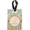Swirls, Floral & Stripes Plastic Luggage Tag - Rectangular w/ Name and Initial