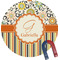 Swirls, Floral & Stripes Personalized Round Fridge Magnet