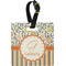 Swirls, Floral & Stripes Plastic Luggage Tag - Square w/ Name and Initial