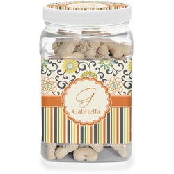 Swirls, Floral & Stripes Dog Treat Jar (Personalized)